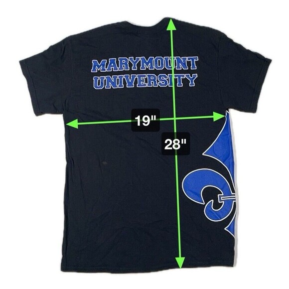 Gildan Marymount University Saints Wrap Around Print Fleur De Lis MU Black Med - Picture 5 of 5